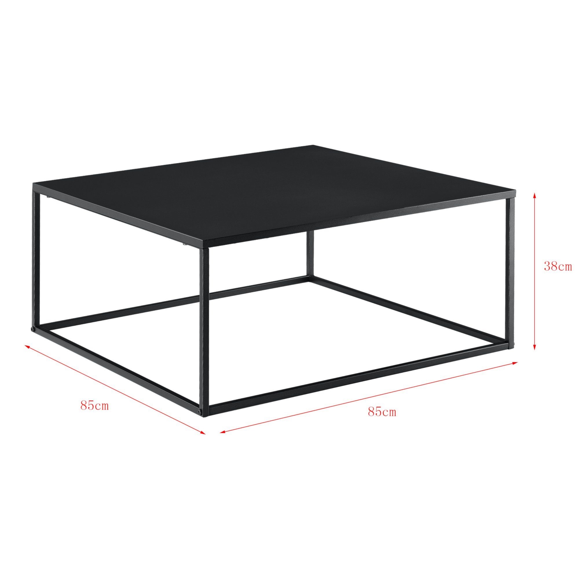 en.casa Couchtisch, »Lebus« Metall 38 x 85 x 85 cm Schwarz günstig online kaufen