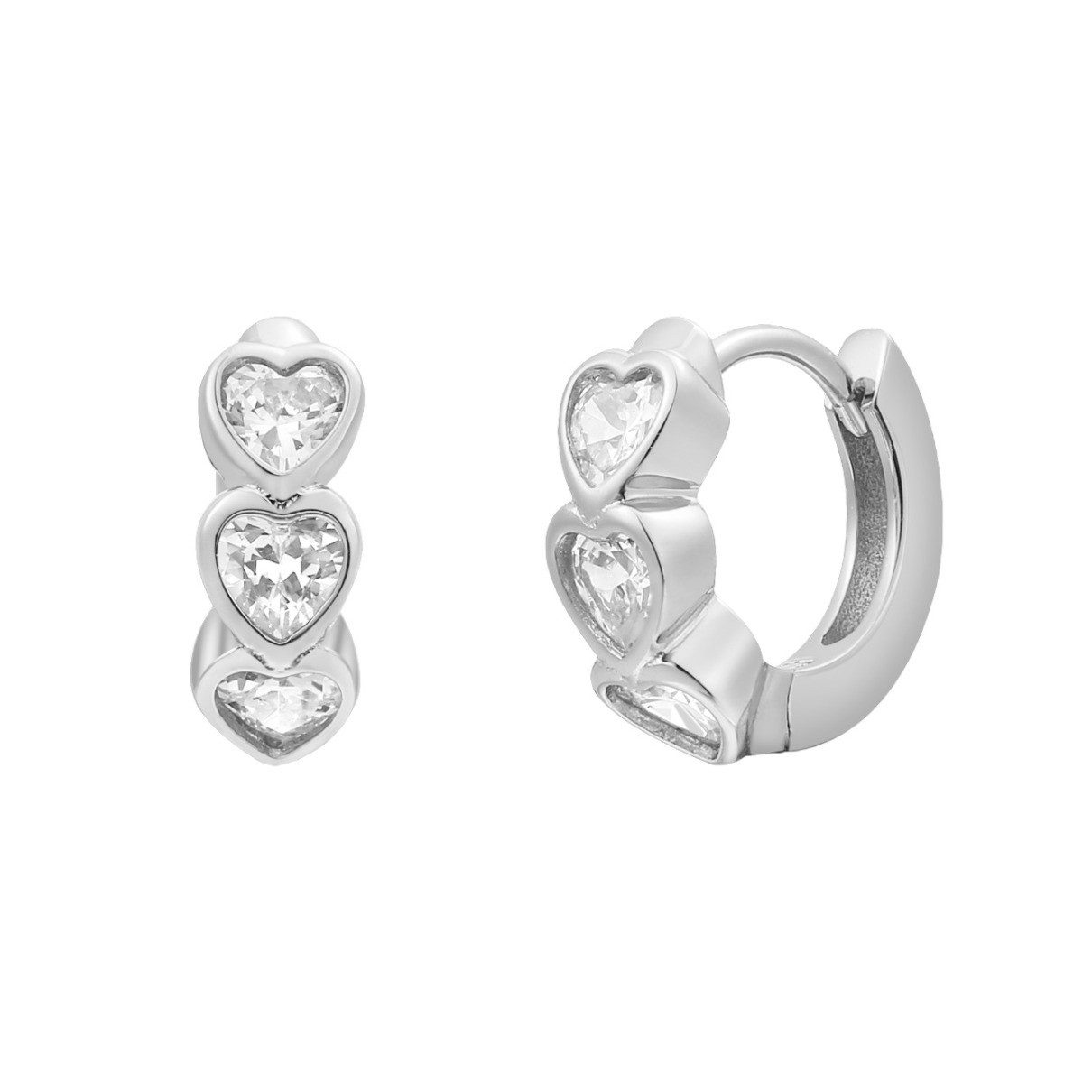 Paar Ohrstecker Ohrringe Damen Love Story Herzen Zirkonia Sterlingsilber XS10057