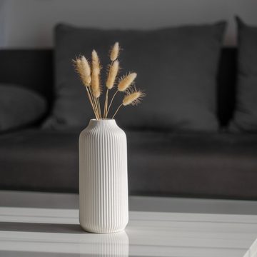 flature Tischvase Keramik Vase mit Rillen - für Pampasgras und Blumen