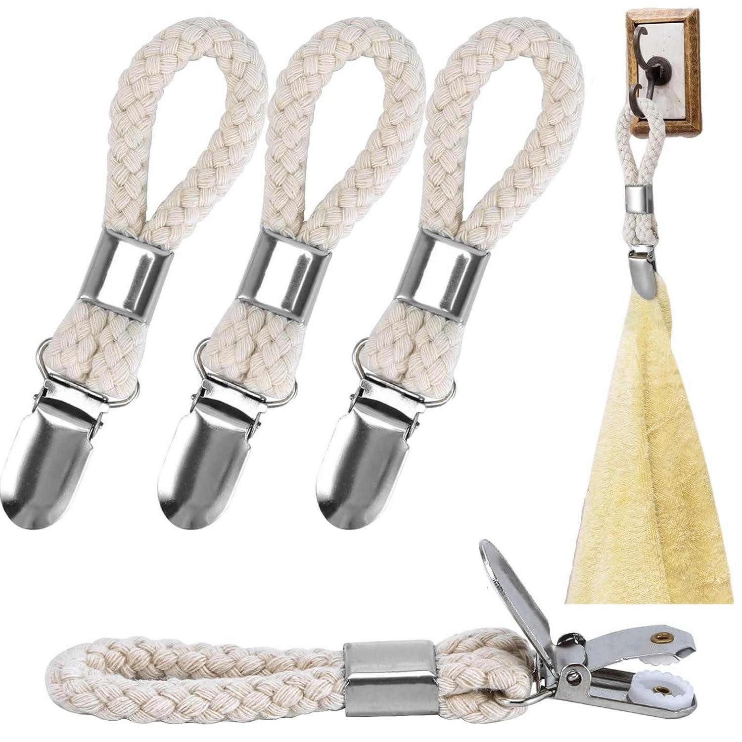 LuxusKollektion Handtuchklemme Handtuchclips mit Schlaufen 4er Set