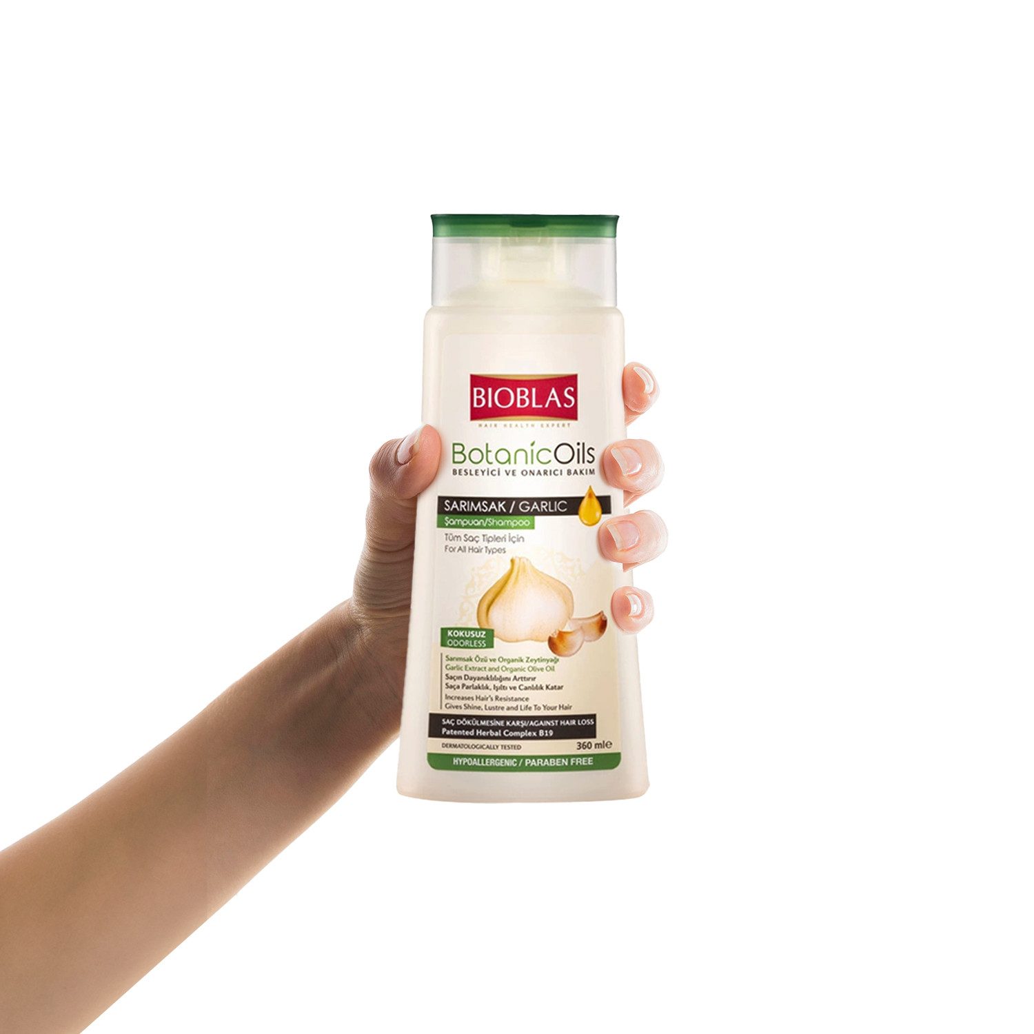Bioblas Haarshampoo Bioblas, Knoblauch-Shampoo, geruchlos, gegen Haarausfall, 360ml, 1-tlg.