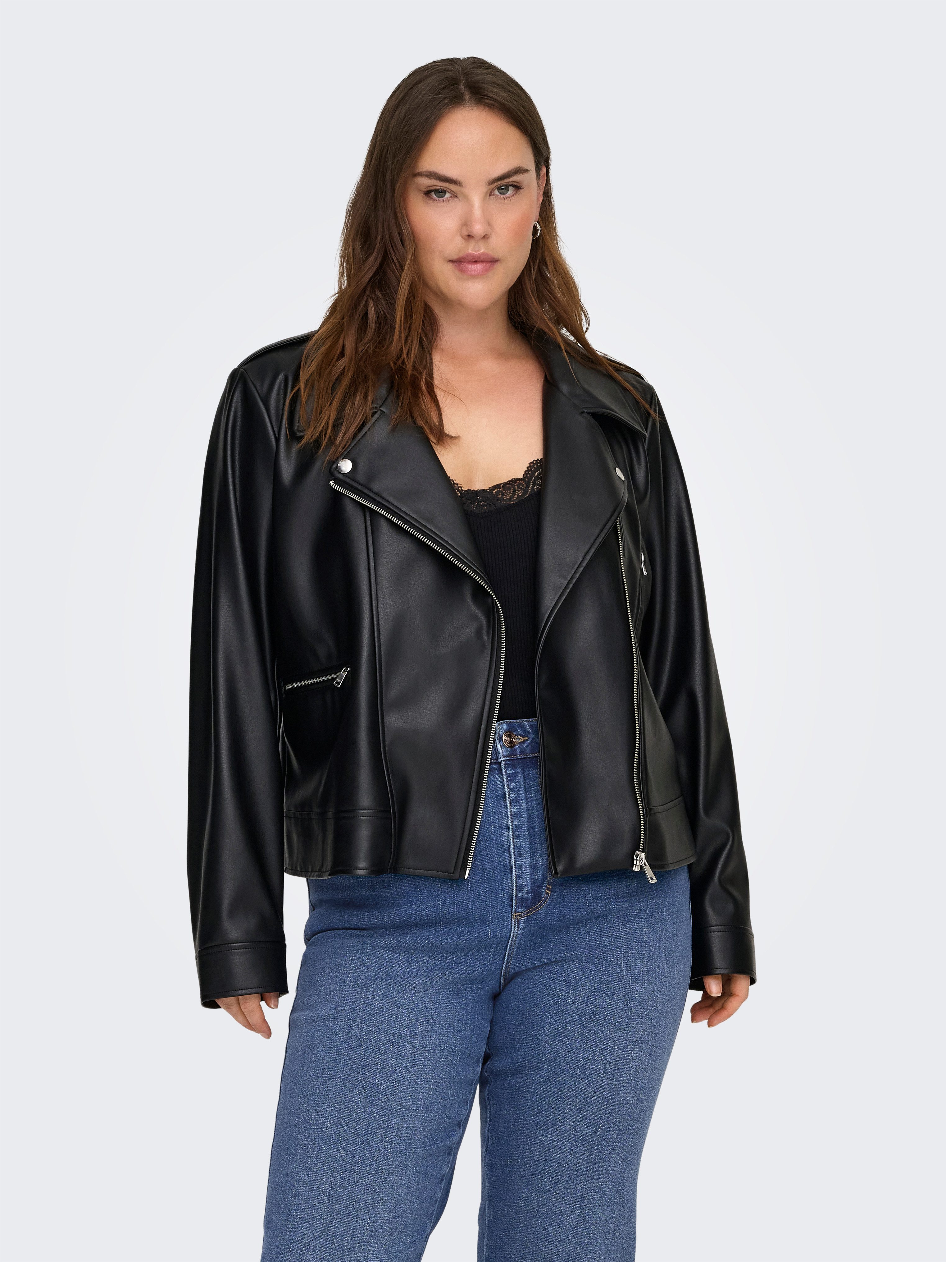 ONLY CARMAKOMA Lederjacke CARCARMEN FAUX LEATHER BIKER OTW NOOS