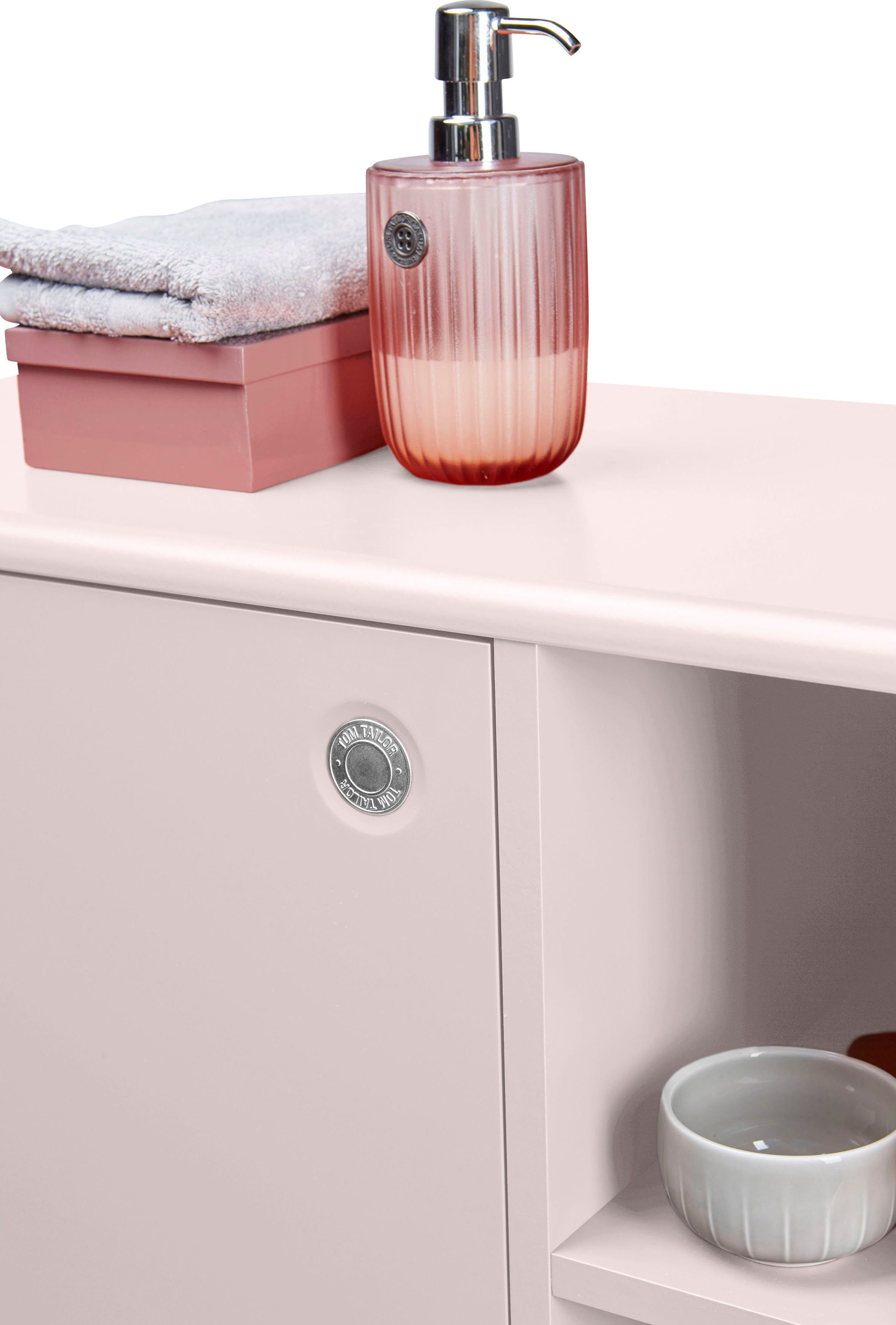 Breite mit 1 rose geölt, Tür, 65 Füßen in mit cm BATH TOM Eiche COLOR Midischrank TAILOR HOME