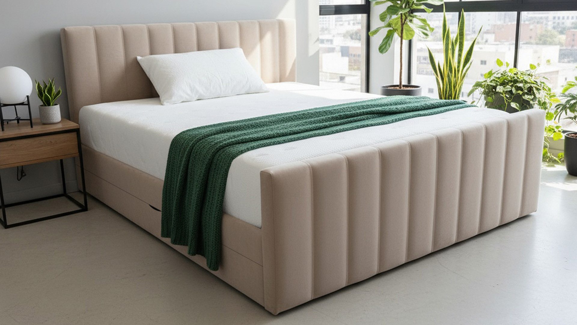PAARA Boxspringbett mit Bettkasten und Matratze mit integrierten Topper - Modell Cali K, mit innovativem Belüftungssystem