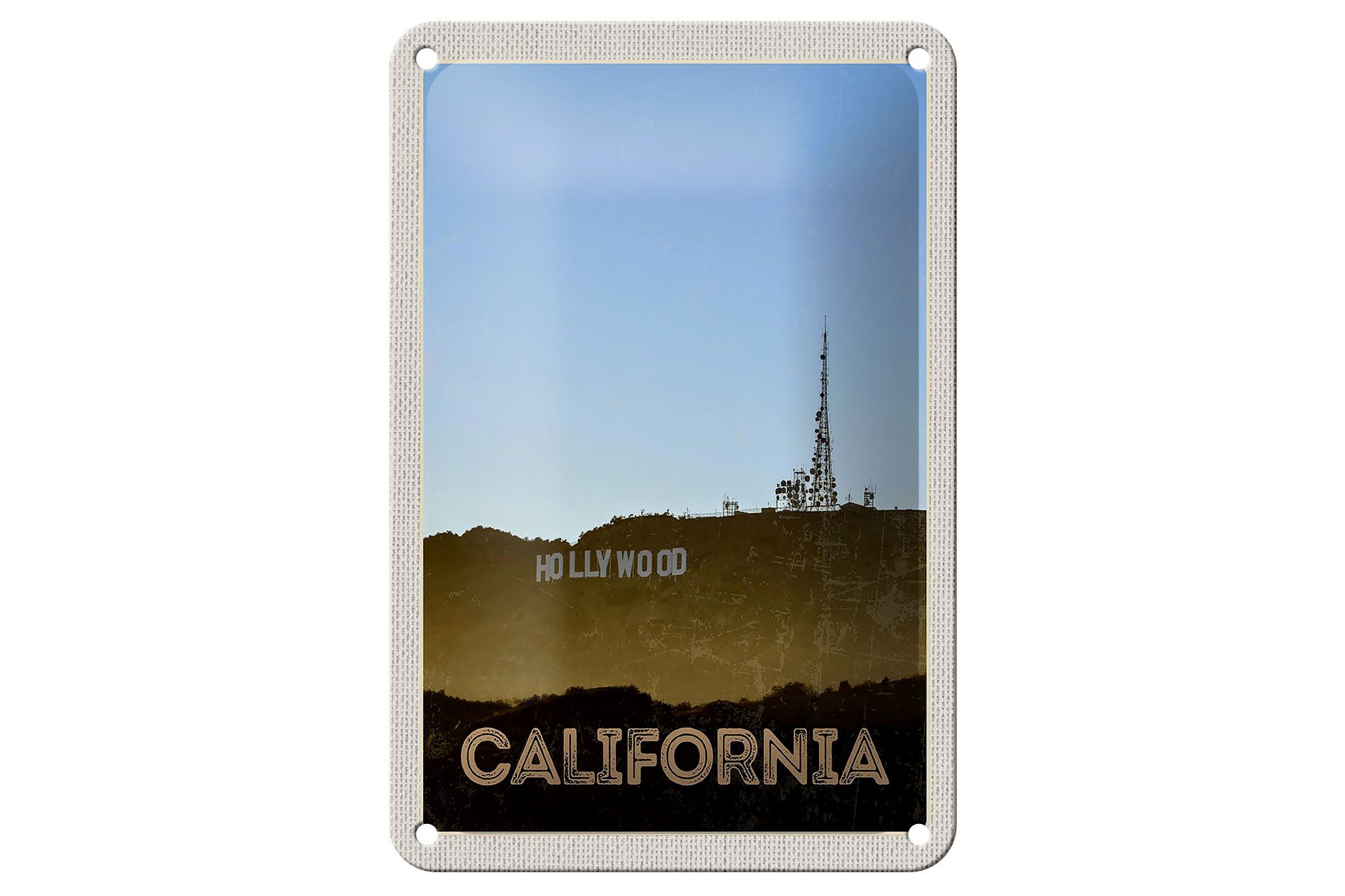 Femer GmbH Metallschild Reise 12x18cm California Amerika Hollywood Star Schild, (1 St), gewölbte Oberfläche, abgerundete Ecken, umgeschlagene Kanten