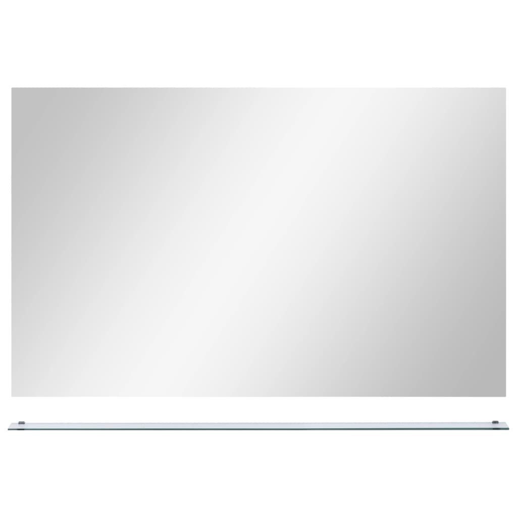 vidaXL Spiegel 100 x 60 cm 1 Ablage Wandspiegel mit Regal 100x60 cm Hartglas