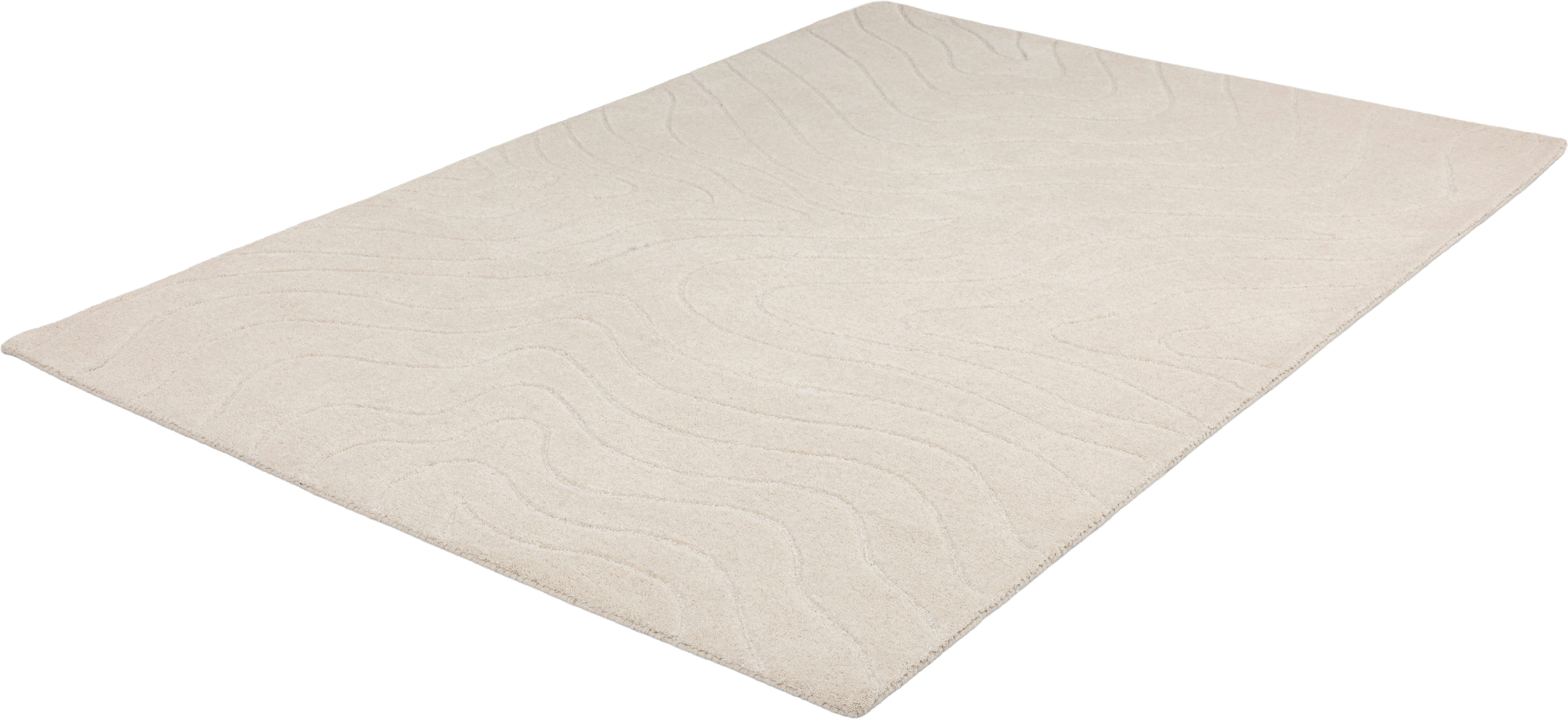 LeGer Home by Lena Gercke Wollteppich Zarrah, mit Wellendesign, Linienmuster, rechteckig, Höhe: 14 mm, reine Wolle, modern, Scandi, Wohnzimmer, Schlafzimmer, Es – Bild 4 von 5