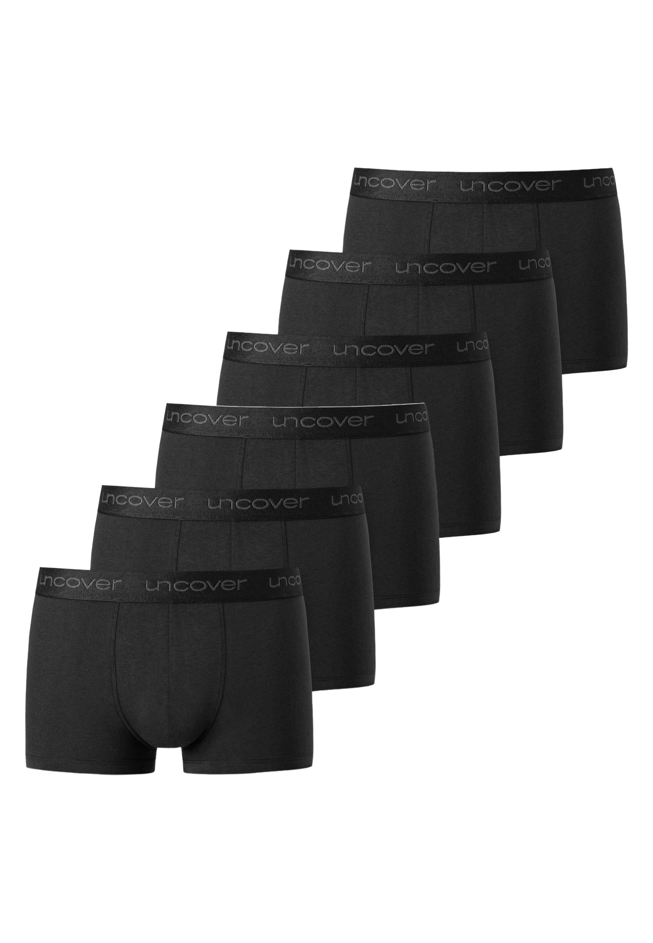 uncover by SCHIESSER Retro Boxer 6er Pack Basic (Spar-Set, 6-St) Retro Short / Pant - Baumwolle - Ohne Eingriff - Schwarz