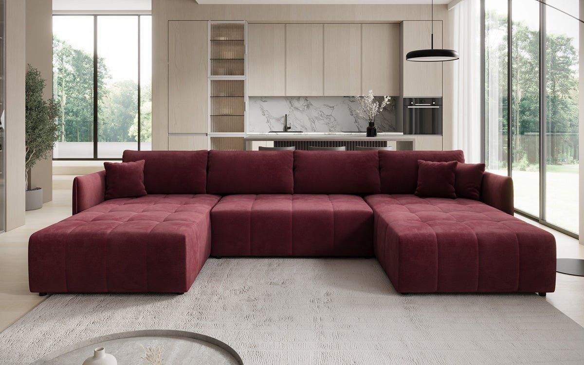 Luxusbetten24 Schlafsofa Designer Sofa Velaro U in Samt, mit Stauraum und Schlaffunktion