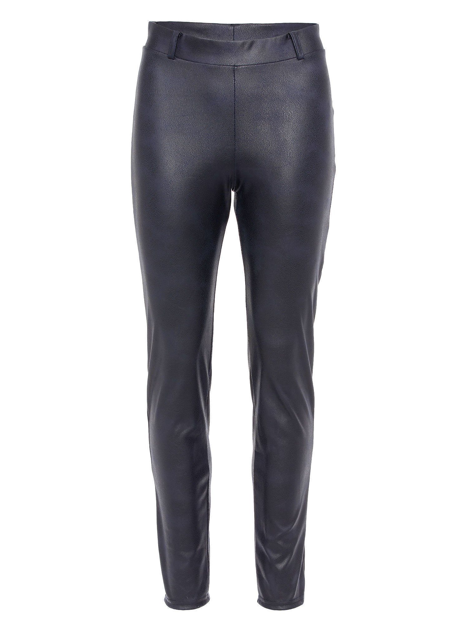 MONACO blue Lederimitathose in Lammnappalederoptik Leggings elastisch navy