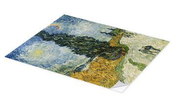 Posterlounge Wandfolie Vincent van Gogh, Straße mit Zypressen, Wohnzimmer Mediterran Malerei