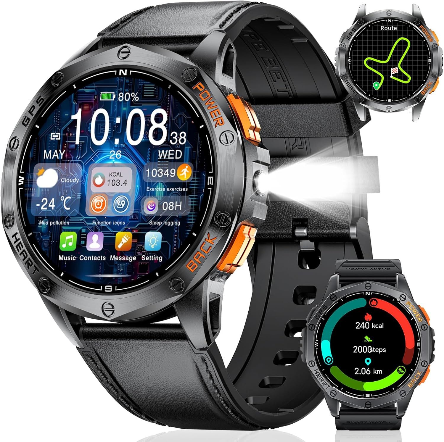 Lige DM1-A Smartwatch (3,6 cm, android ios), OUTDOOR SMARTWATCH MIT GPS, SENSORTECHNIK