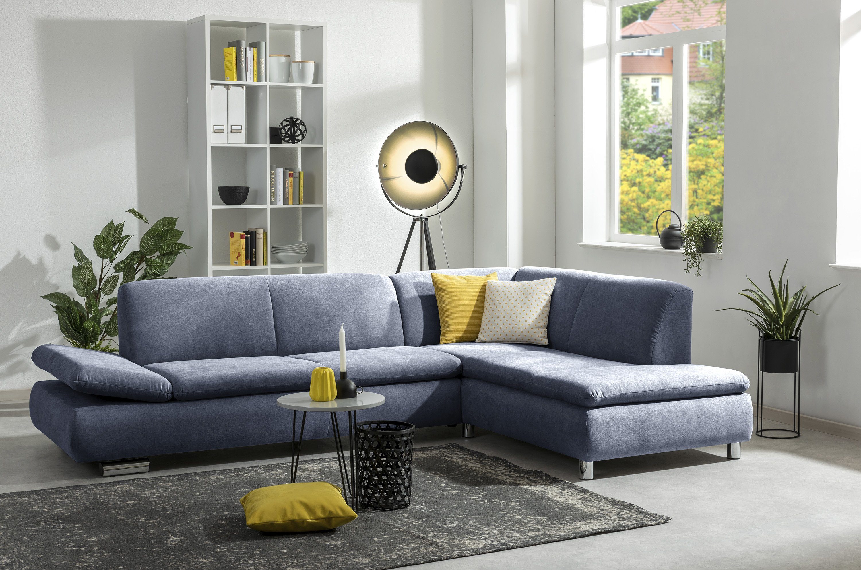 Made Sofa 2,5-Sitzer Terrence Germany Max in Ecksofa links Winzer® 1 mit rechts blau, Flachgewebe Ecksofa Stück,