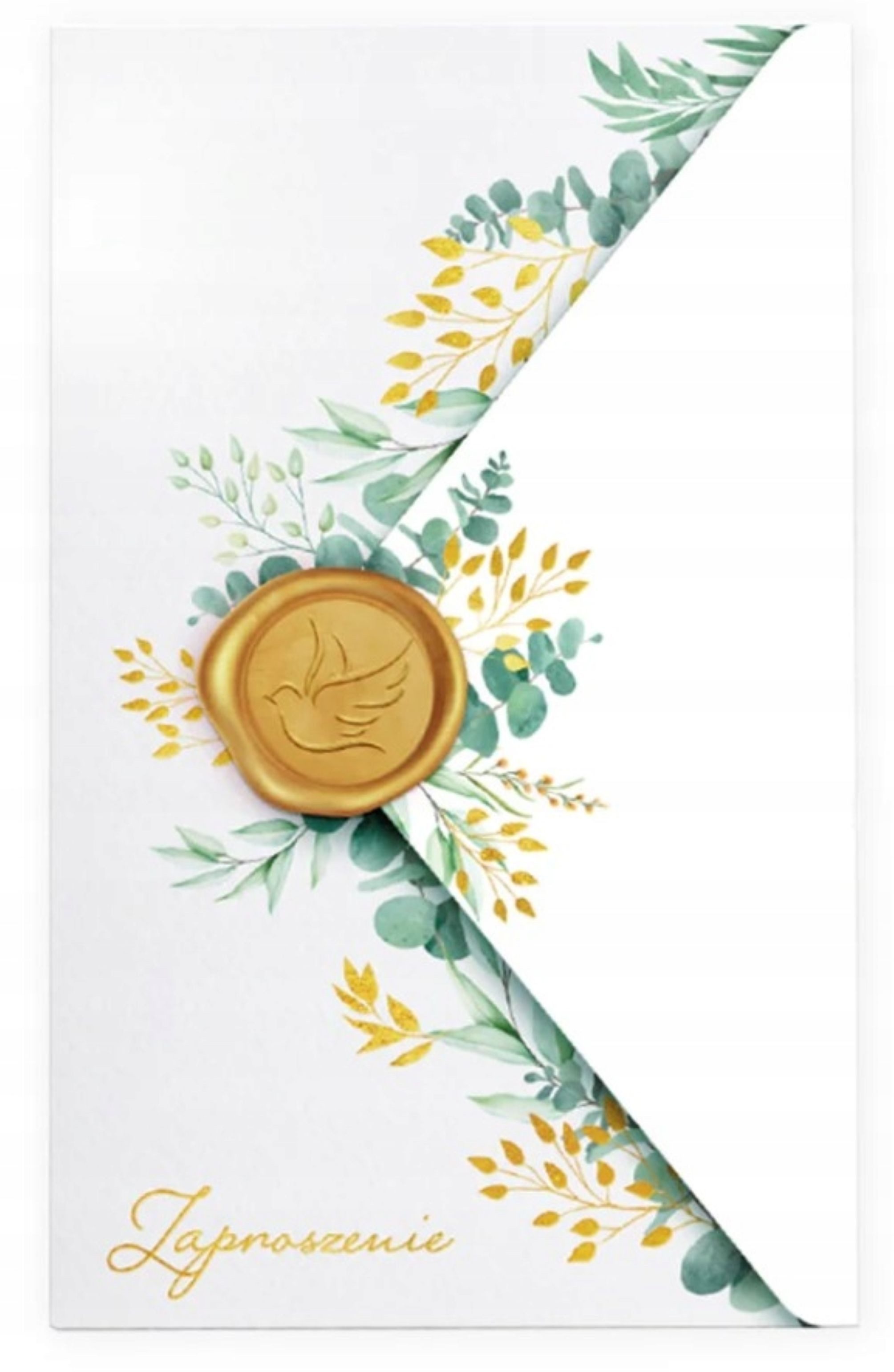 Festivalartikel Пригласительные открытки Einladung Kommunion 6er-Set Eukalyptus mit Wachssiegel – Elegant