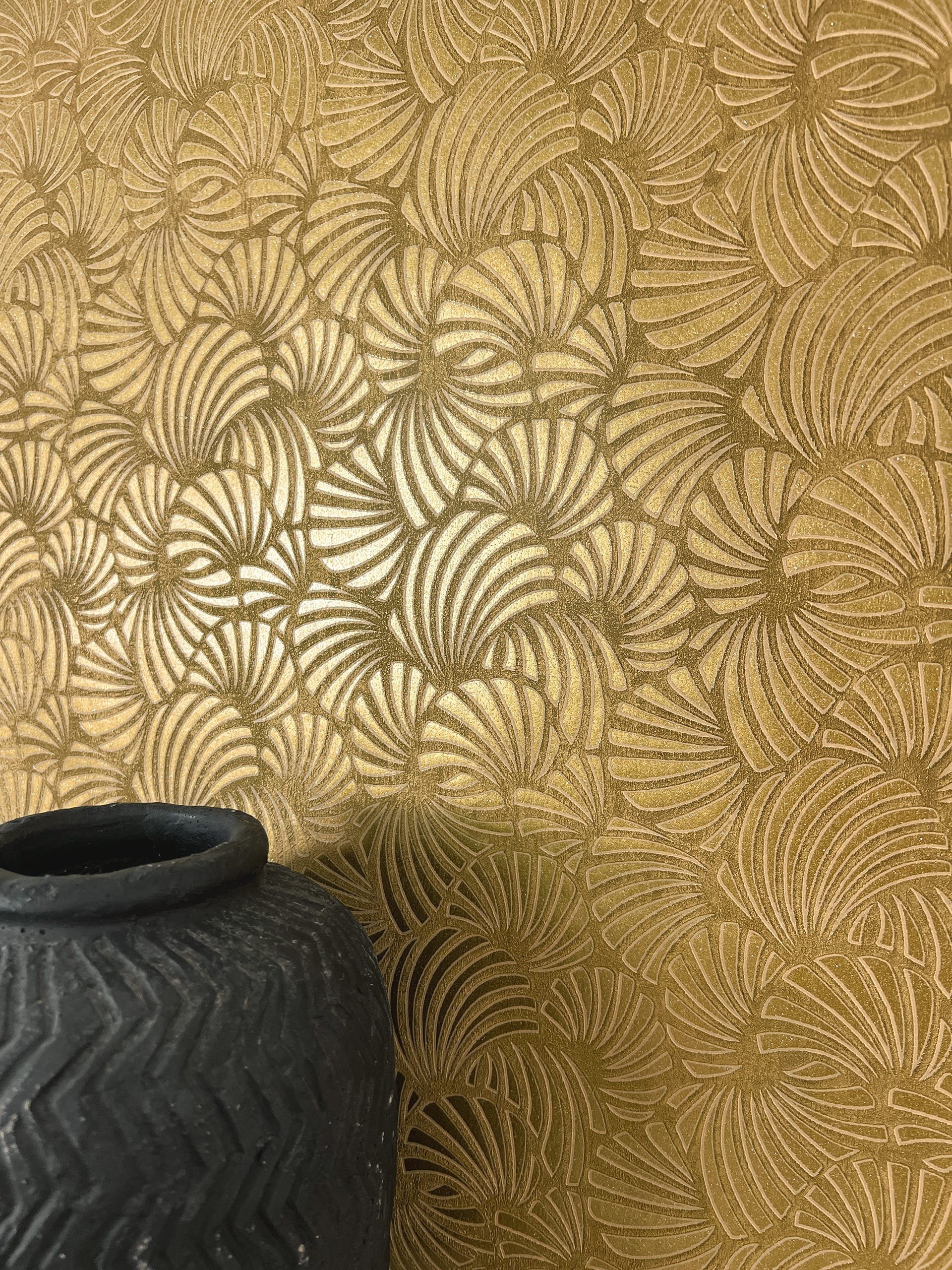 Newroom Vliestapete, Gold Tapete Art Déco günstig online kaufen