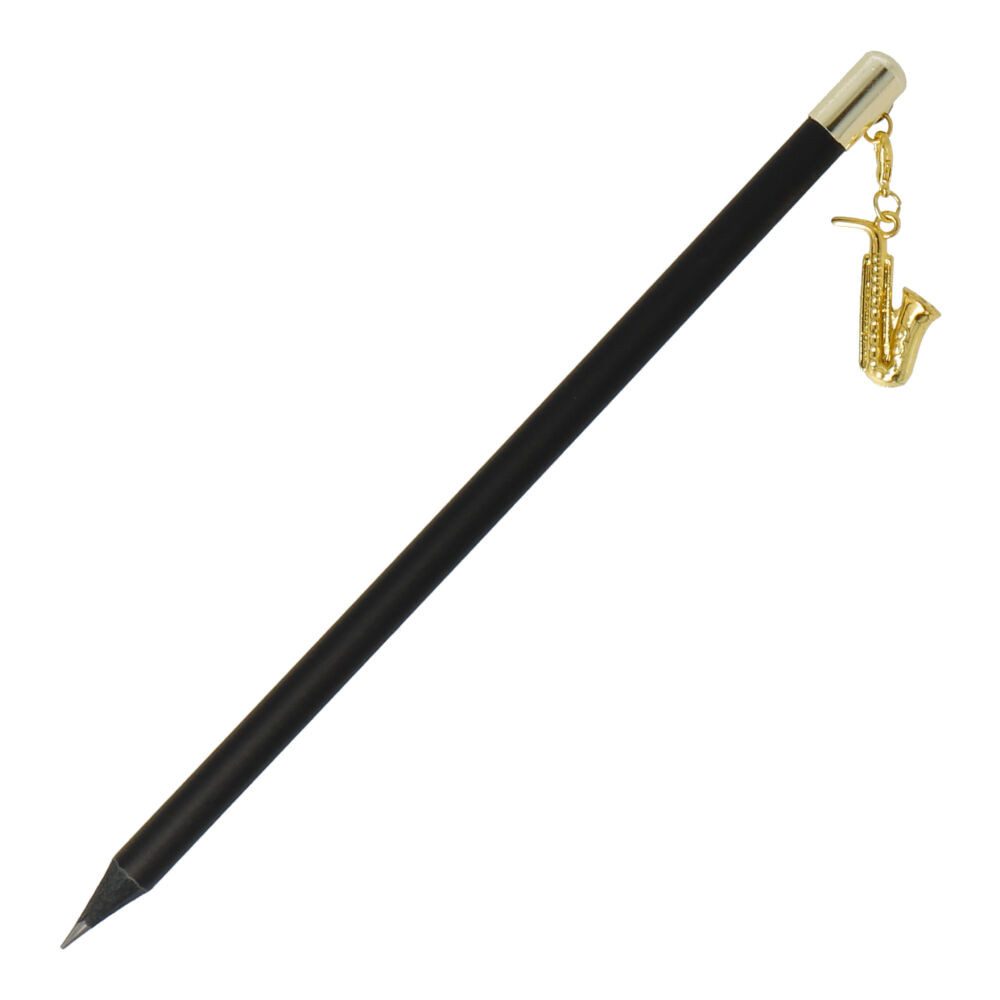 mugesh Bleistift Bleistift schwarz mit goldenem Charm-Anhänger, für Musiker