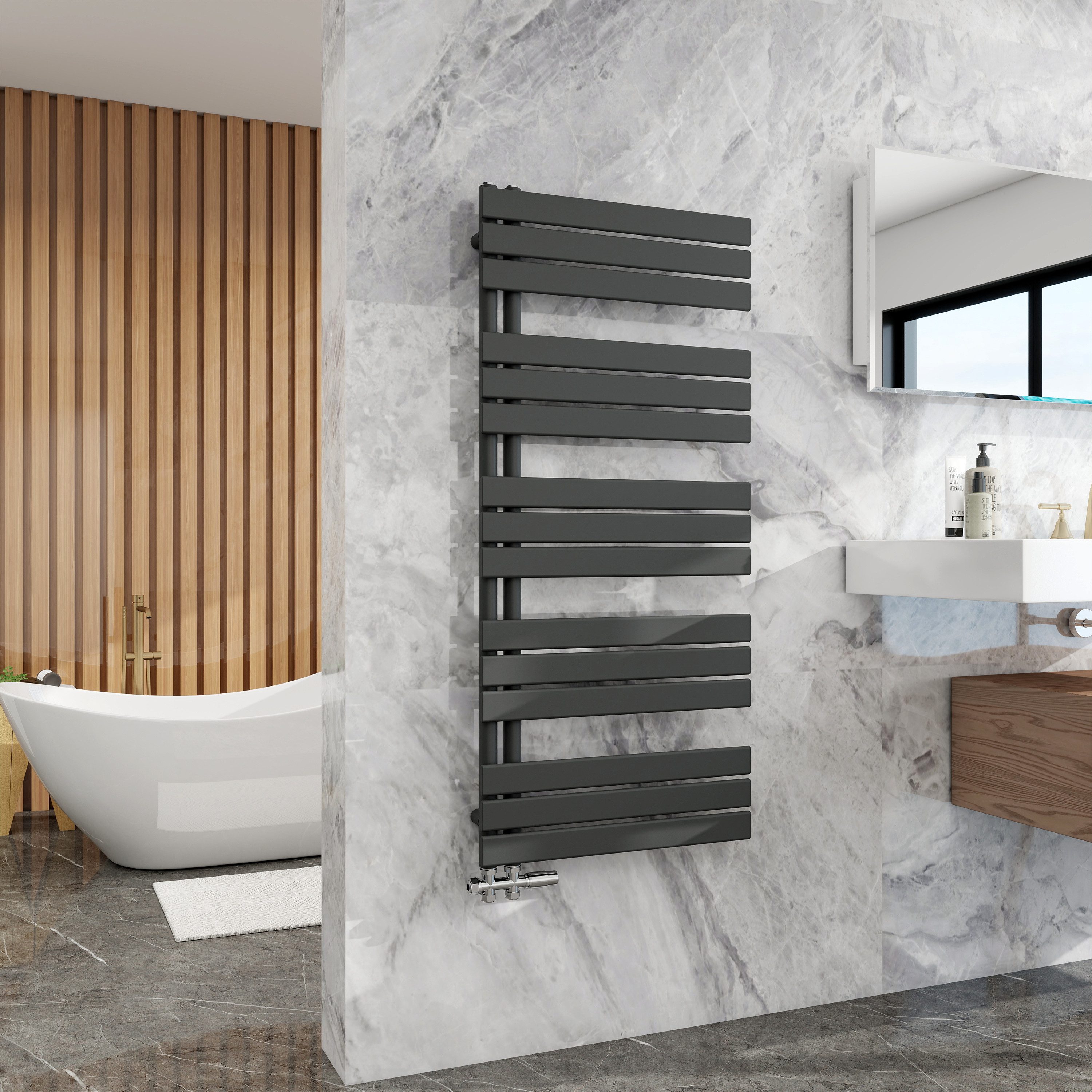 Duschparadies Badheizkörper Heizkörper, Design Handtuchtrockner Bad Warmwasser, Seitenanschluss