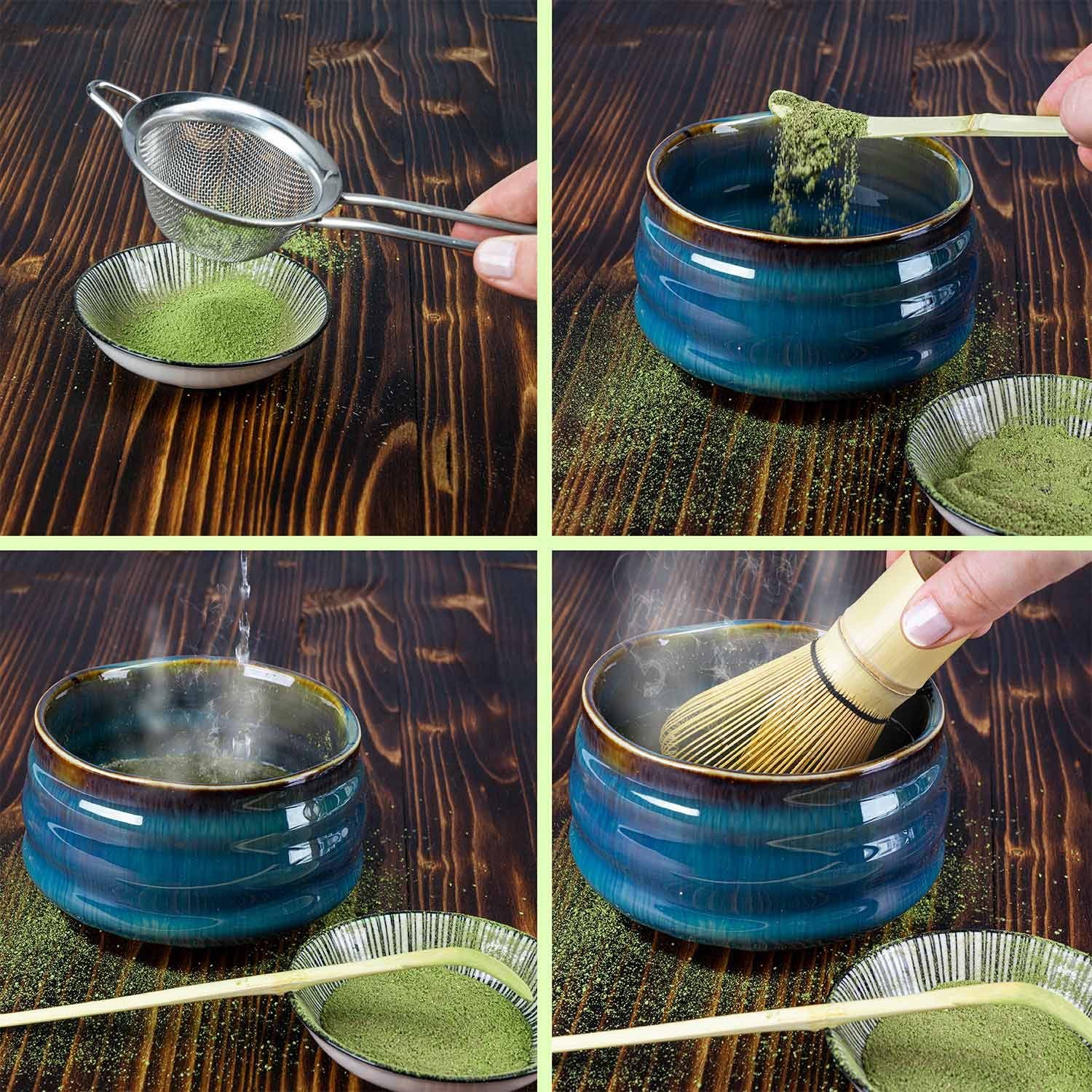 Dimono Teeglas DIMONO Matcha Tee Set–Teezubereitung Set mit Chasen, Schale & Zubehör, mit Matcha-Schale, Besenhalter, Dosierlöffel – Bild 5 von 5