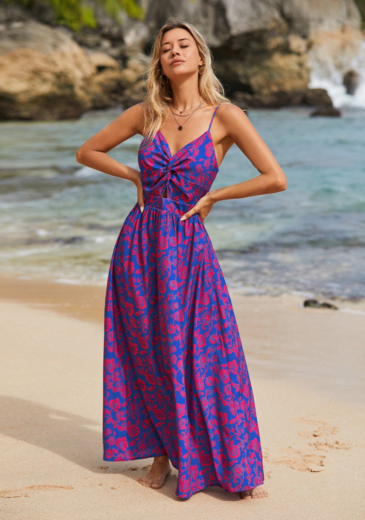 Cupshe Maxikleid Ärmellos mit verdrehtem V-Ausschnitt