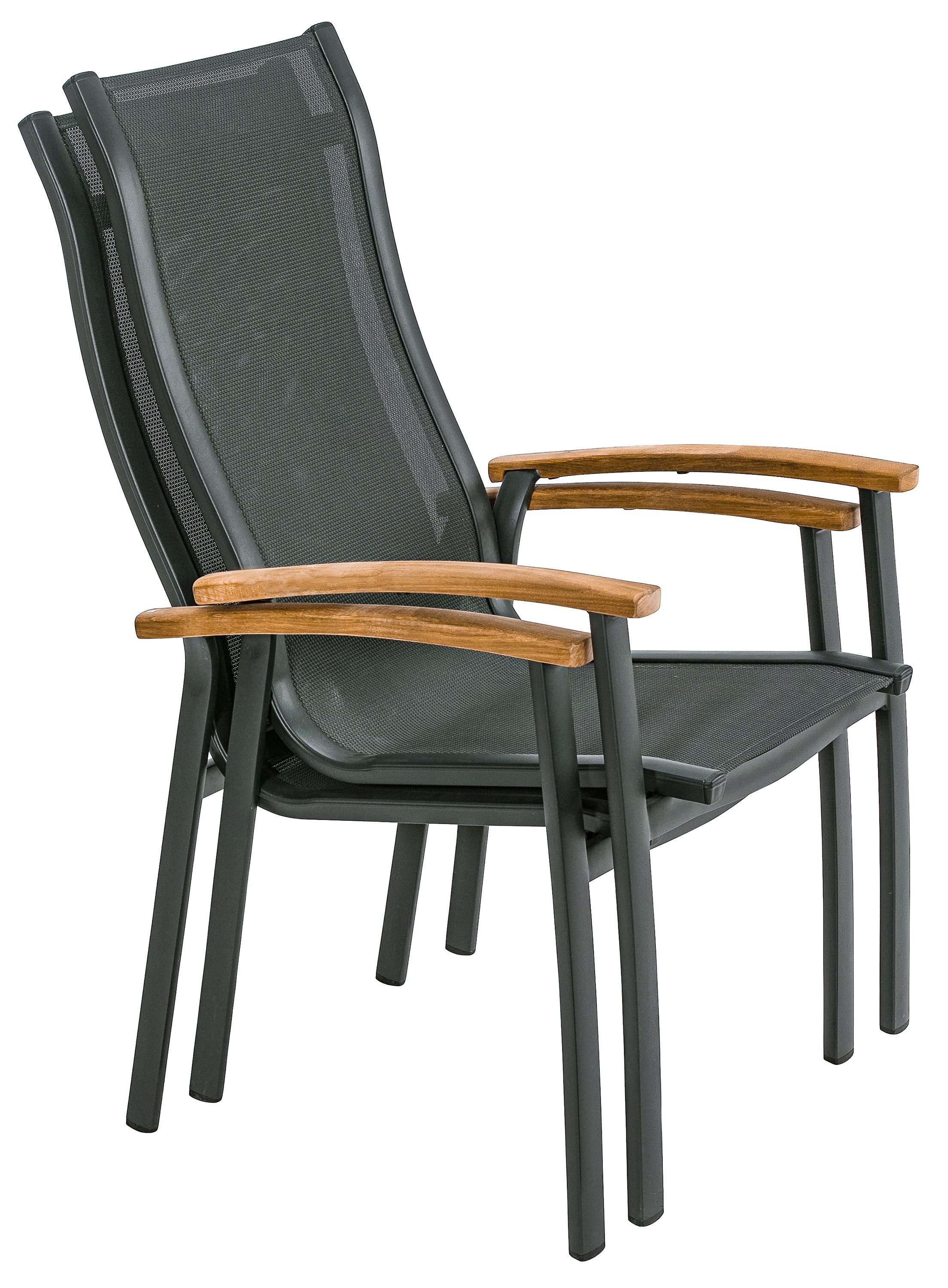 Dehner Gartenstuhl Stapelstuhl Chicago Wood, 108.5 x 66 x 75 cm, eleganter Stapelstuhl aus FSC®-zertifiziertem Holz