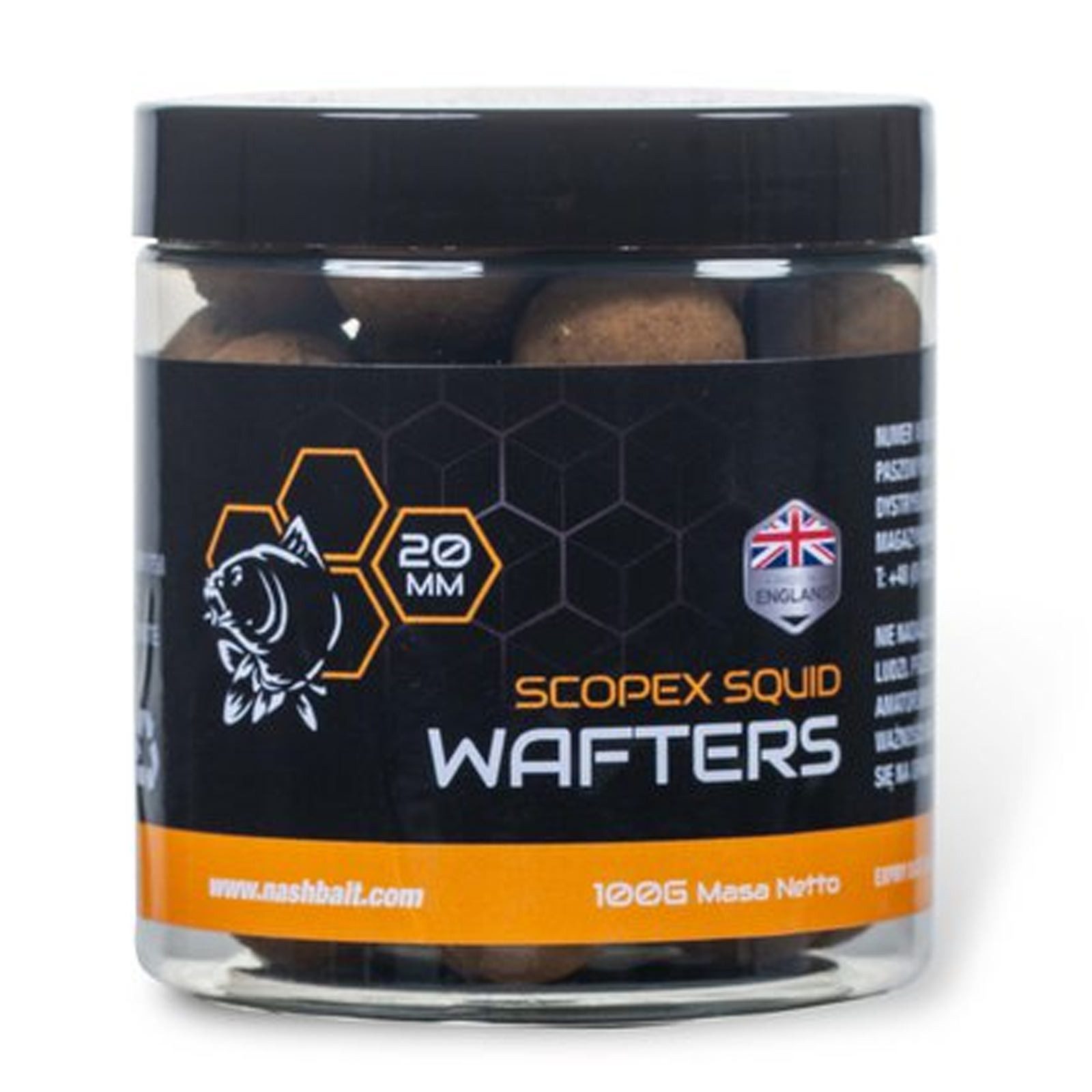 Nash Fishing Fisch-Futterspender, Nash Scopex Squid Wafters 20mm 100g