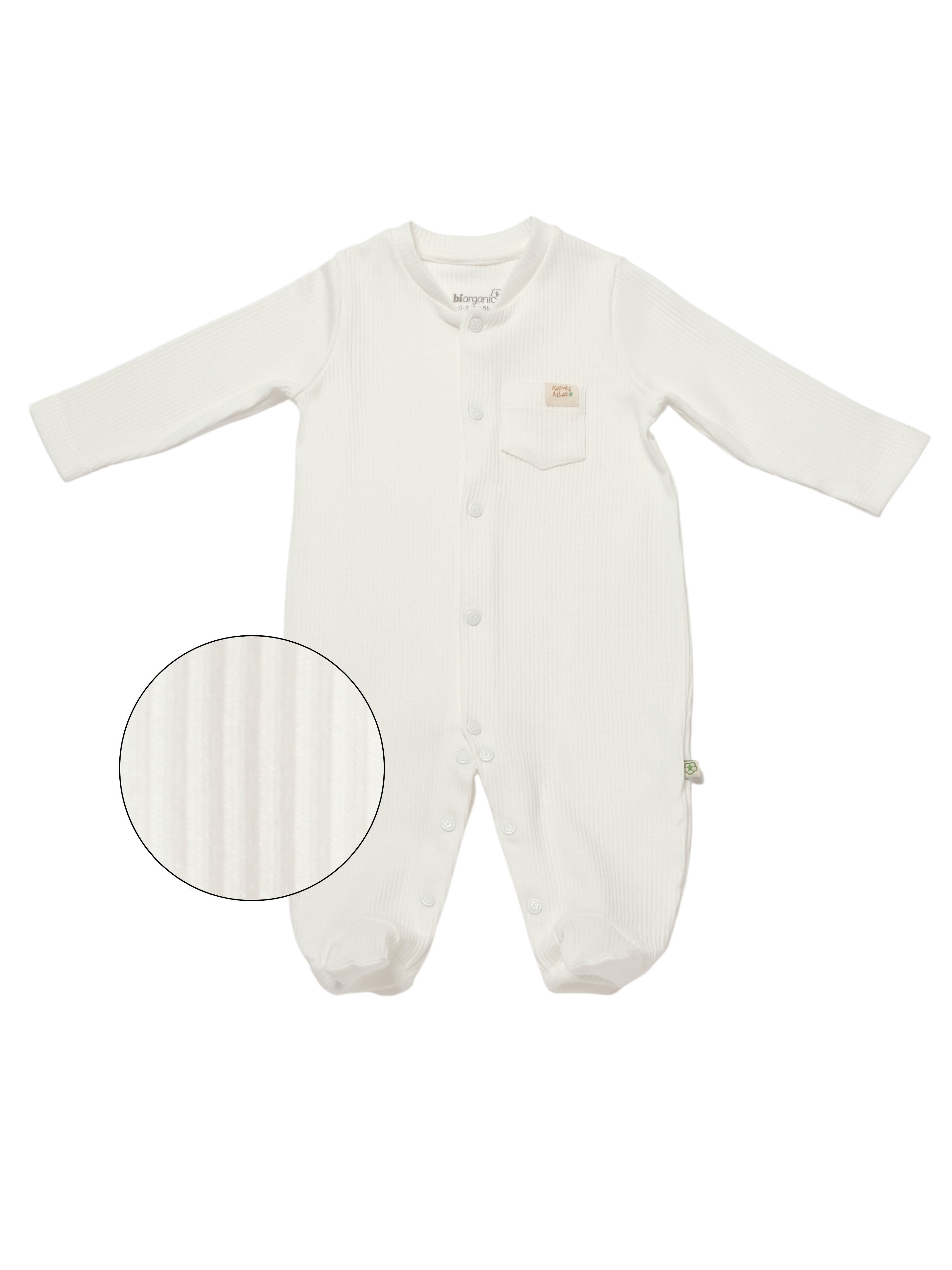 biorganic Strampler Baby Nature Relax Modal für Jungen und Mädchen Unisex Langarm (1-tlg) gerippte Textilstruktur (Ripp), Modal und Bio-Baumwolle, Größe 56 - 68