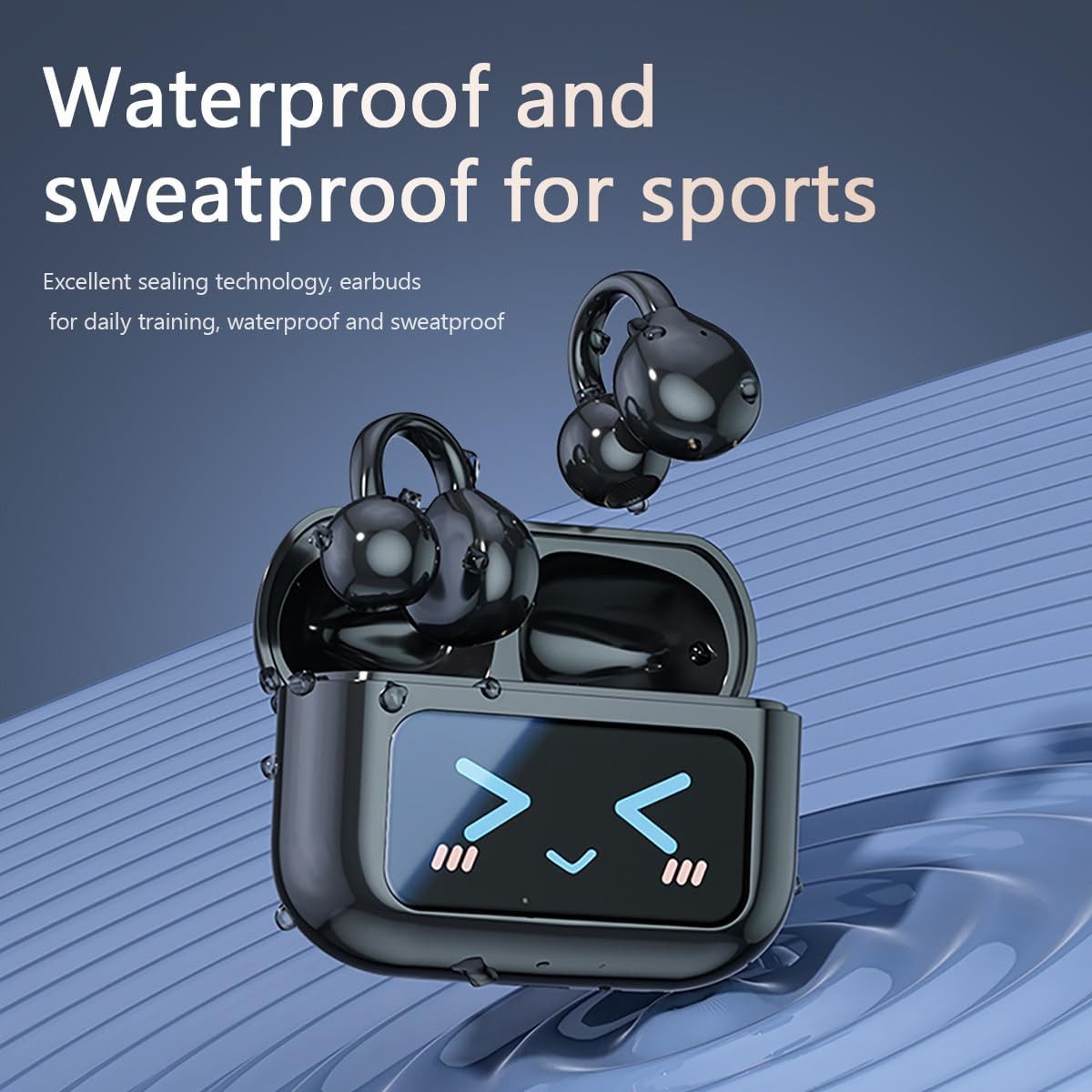 Vashoy Bluetooth kopfhörer mit ohrclip,Open Ear übersetzungskopfhörer Bluetooth-Kopfhörer (Echtzeit-Übersetzungsfunktion, Drahtlose Verbindung Bluetooth, 5.4 Bluetooth, wasser- und winddicht, Ohrclip-Design)