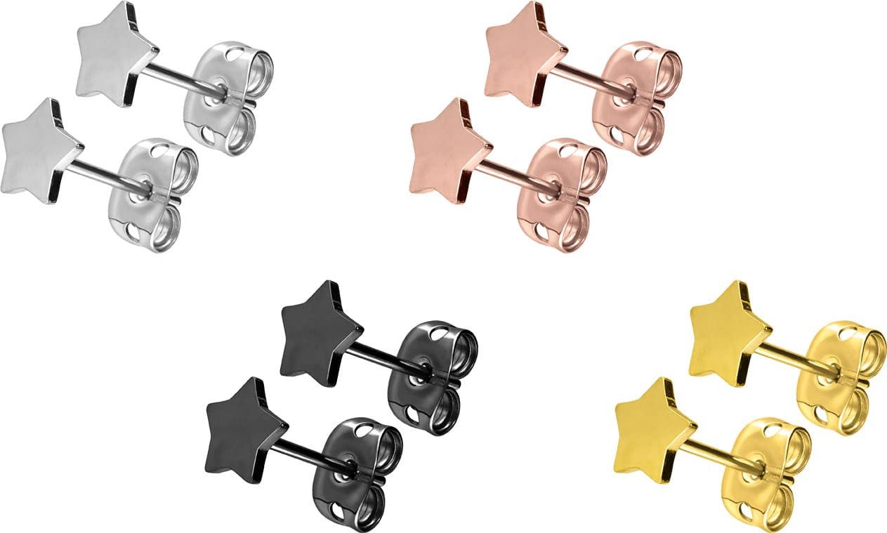 PIERCINGLINE Paar Ohrstecker Titan Ohrstecker STERN (Ohrstecker, 1-tlg)