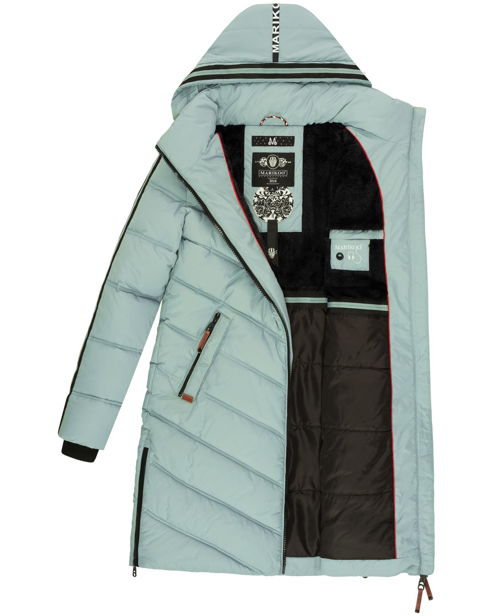 Marikoo Wintermantel Armasa modischer Damen Winter Steppmantel mit Kapuze