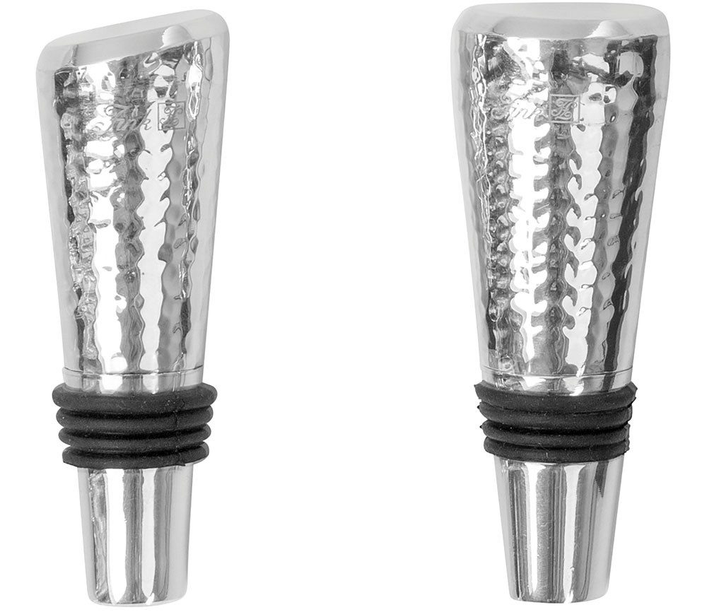 Fink Flaschenverschluss NASSAU, aus Edelstahl, mit feiner Hammerschlagstruktur, (Set, 2-tlg), Flaschenstopfen, Höhe ca. 5 cm, 2er Set, im Geschenkkarton