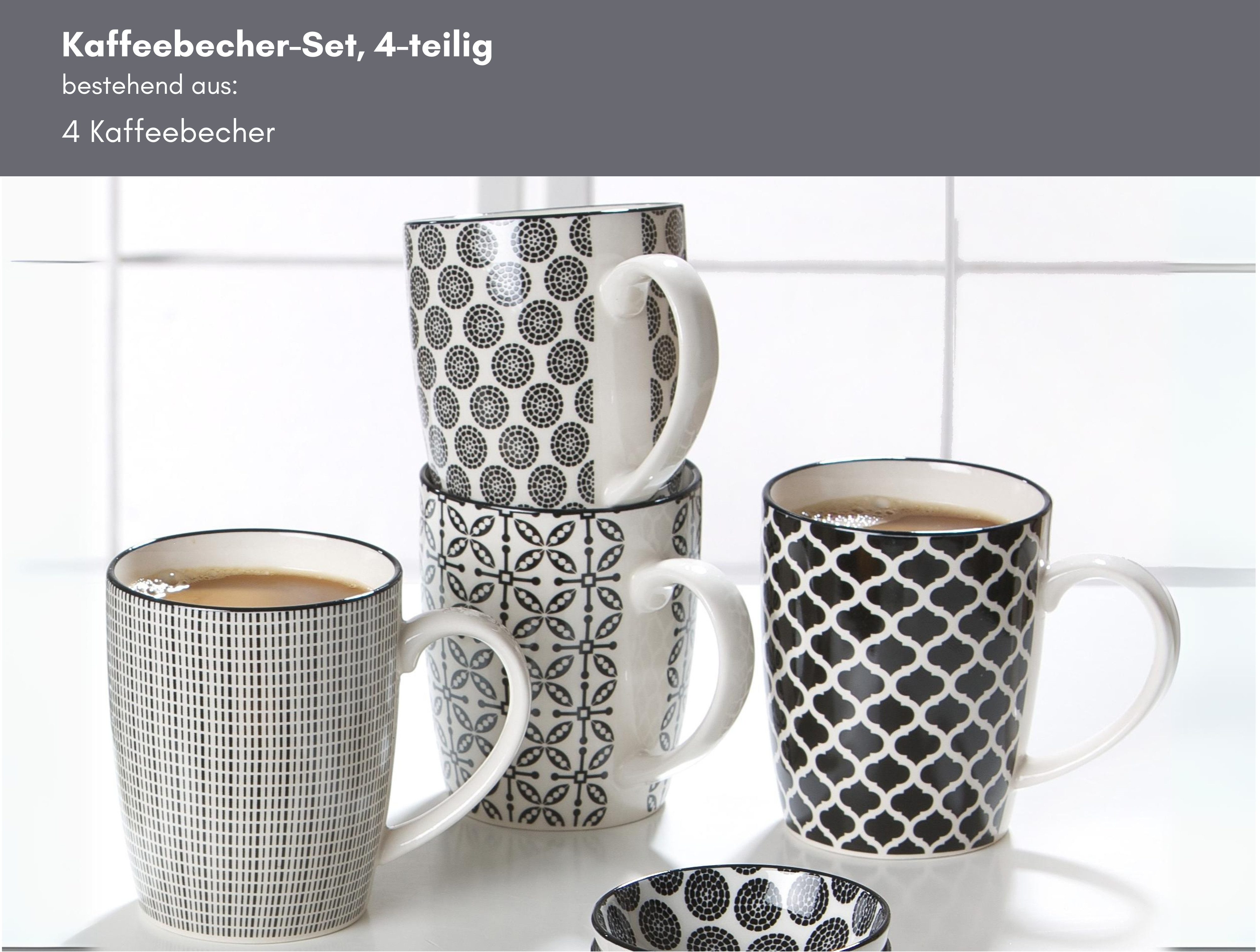 Ritzenhoff & Breker Becher Takeo, 4-tlg., Porzellan, skandinavisch-schlichter Touch, 350 ml, 4-teilig