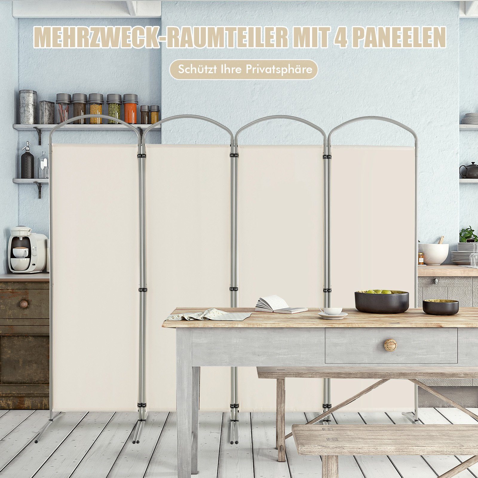 COSTWAY Paravent, 4 teilig, Raumteiler faltbar günstig online kaufen