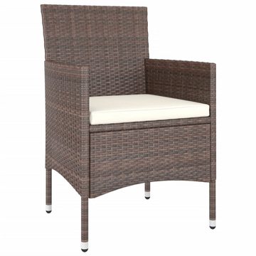 furnicato Gartenstuhl 4-tlg. und Hocker Set Poly Rattan Braun