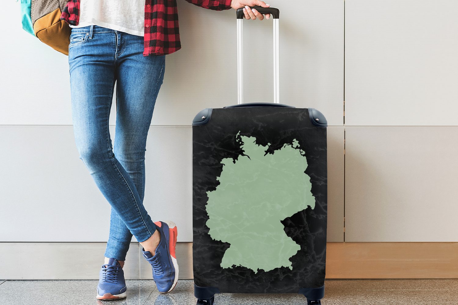 Europa Deutschland Trolley, - MuchoWow Reisekoffer - rollen, 4 Ferien, mit Handgepäck Weiß, Karte für Rollen, Handgepäckkoffer Reisetasche