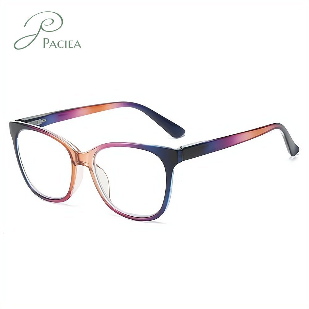 PACIEA Lesebrille Mode bedruckte Rahmen anti blaue presbyopische Gläser braun
