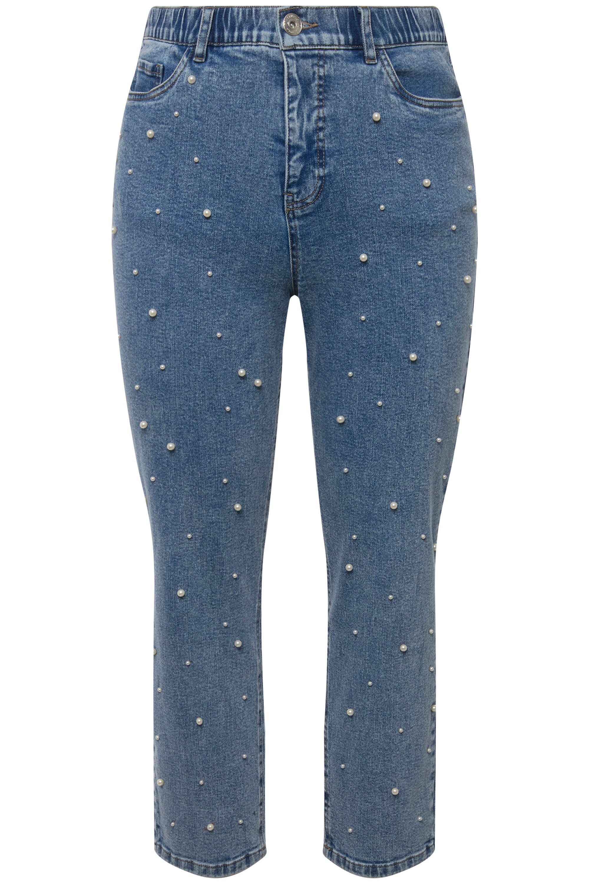 Studio Untold Regular-fit-Jeans Mom-Jeans Zierperlen 5-Pocket günstig online kaufen