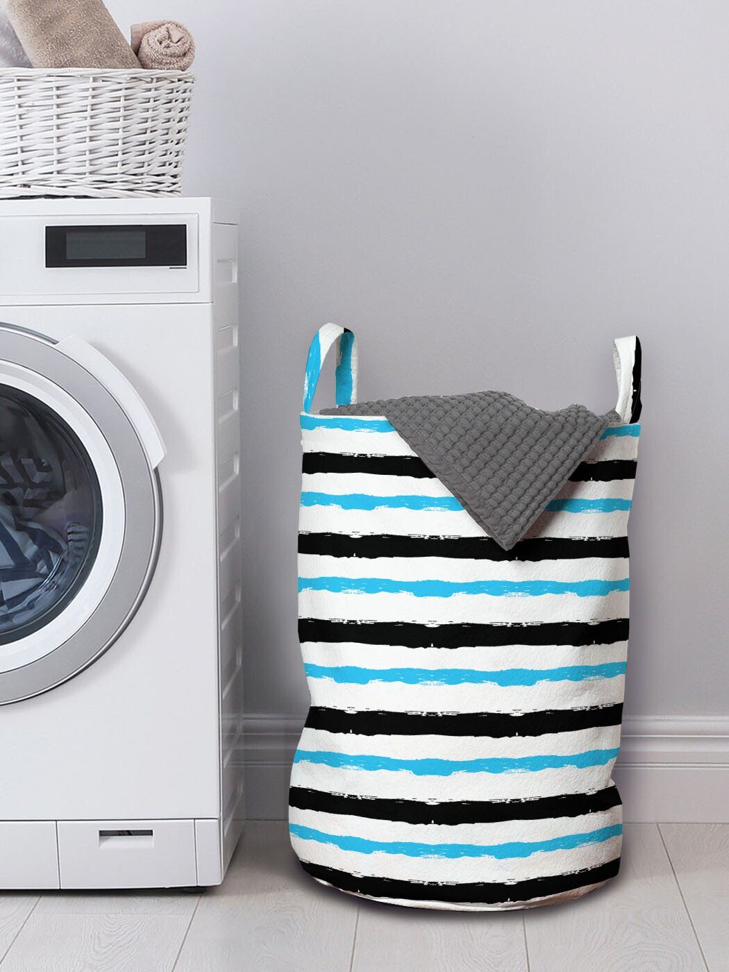 für Wäschesäckchen Abstrakt Griffen Wäschekorb Bands Kordelzugverschluss mit Stripes Farbe Waschsalons, Abakuhaus