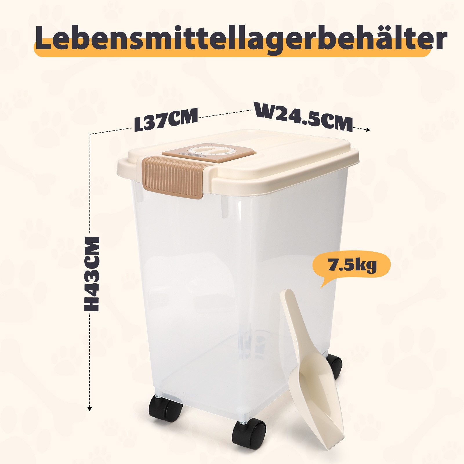 Sidsons 2er Set Kunststoff Trockenfutter Aufbewahrungsbehlter 25L  Klar,  Rechteckig Mlleimer Kche 2 Fcher