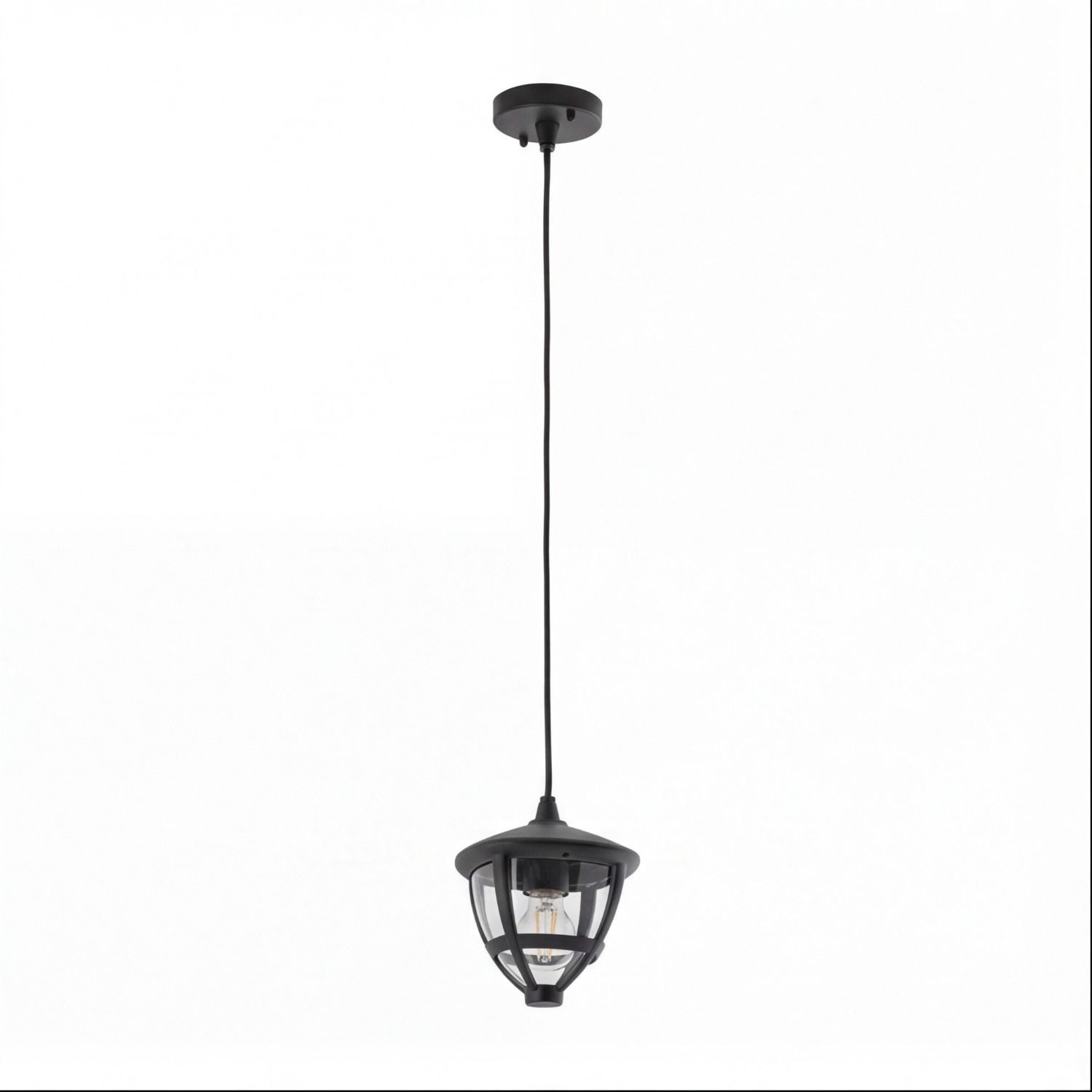 Licht-Erlebnisse Außen-Deckenleuchte KIKI, ohne Leuchtmittel, Aluminium E27 IP44 B: 17,5 cm H: max. 100 cm Schwarz Modern