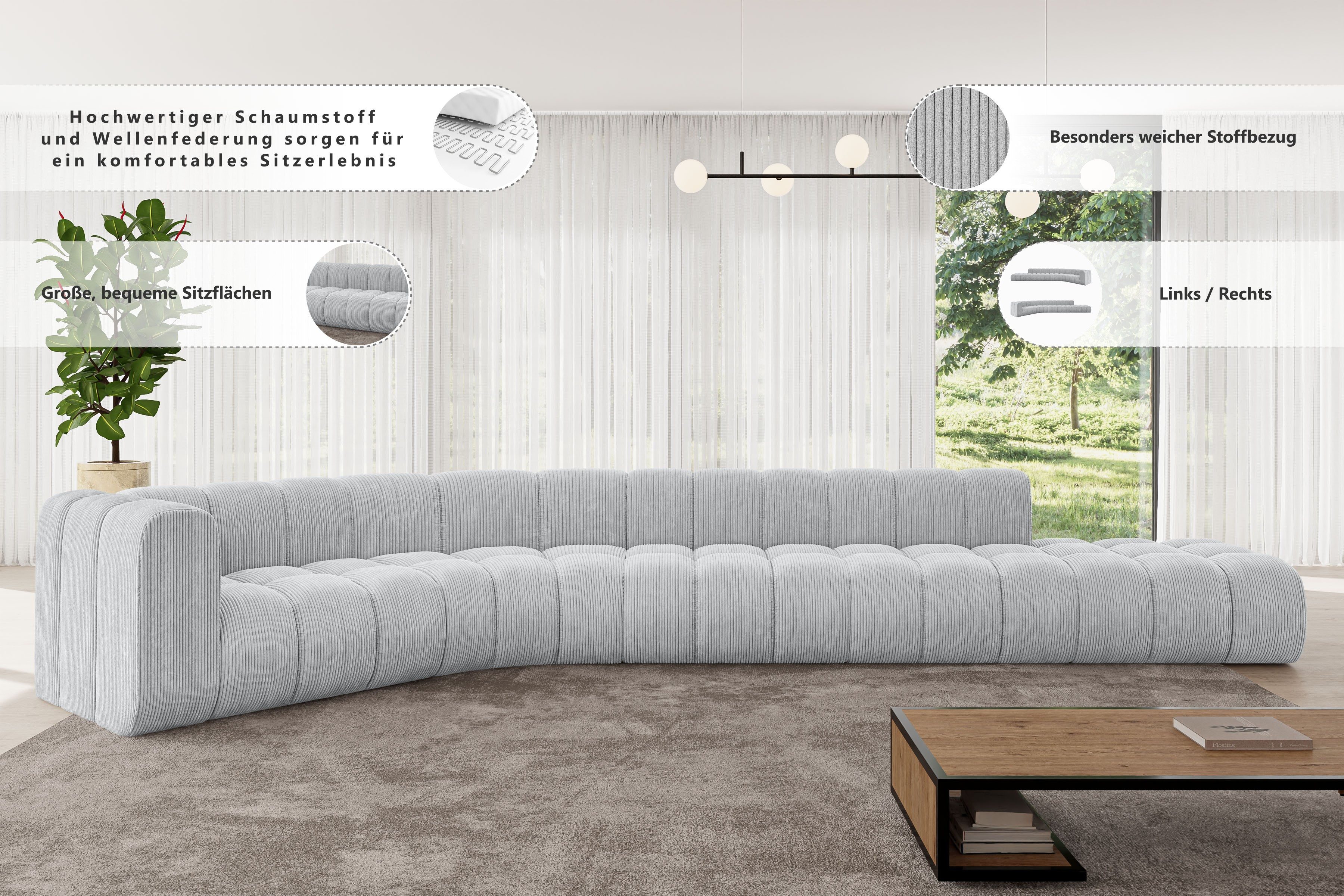 ALTDECOR Ecksofa Tilmo-L2, Corner Sofa U-Form Vielseitige Sofa Wohnlandschaft Wohnzimmer, FORWARDER_CURBSIDE