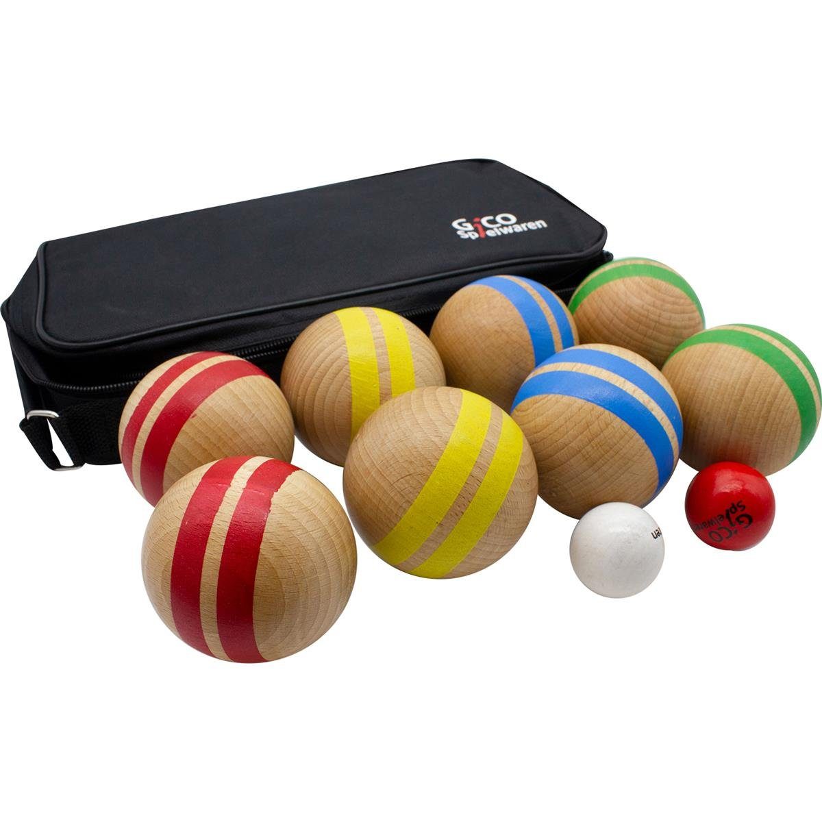 GICO Spielzeug-Gartenset GICO Boccia Spiel aus Massivholz, gestreift 8 Kugeln, D. 7 cm -3021