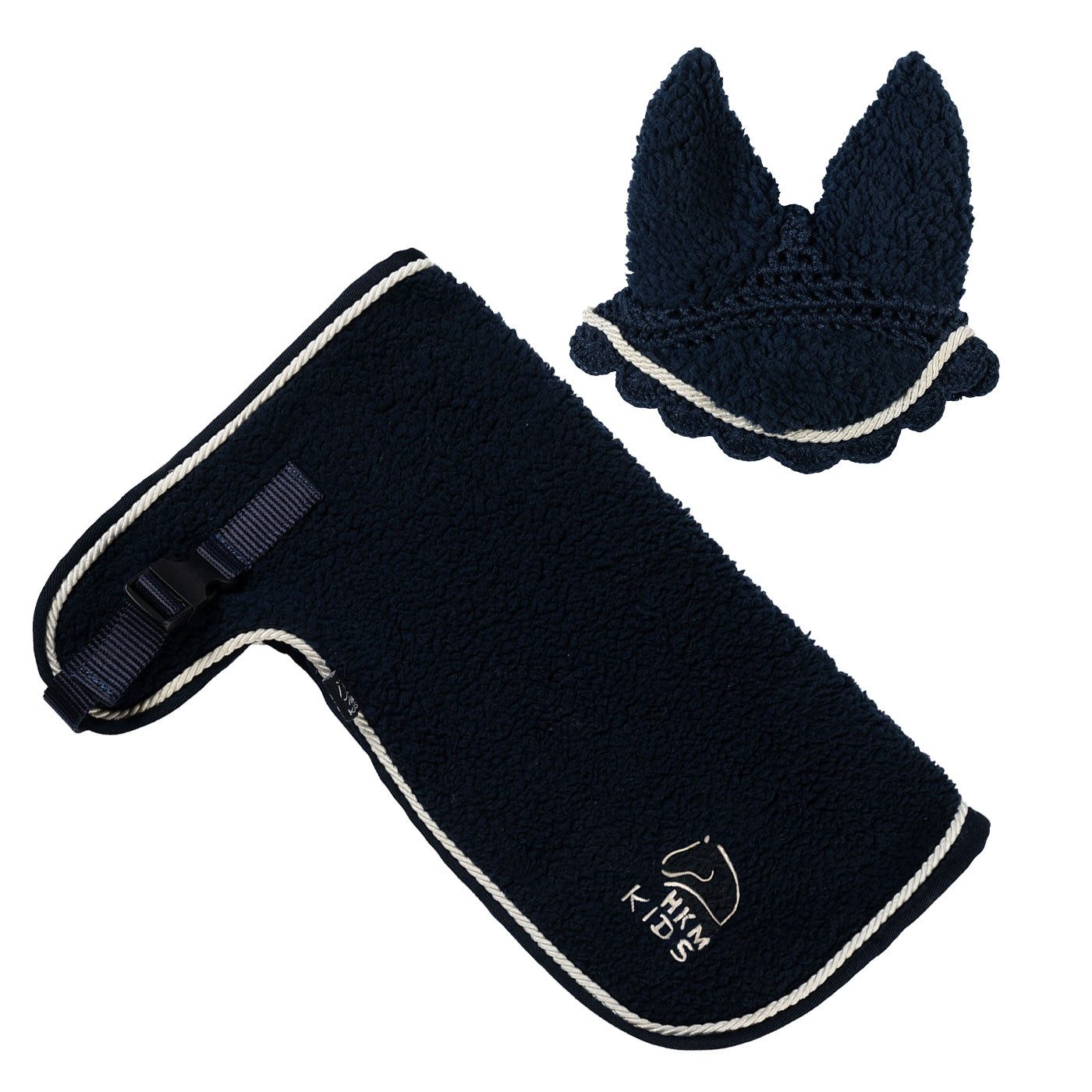 HKM Steckenpferd Hobby Horse Teddy Set, Ohrenhaube & Decke aus Teddyfell