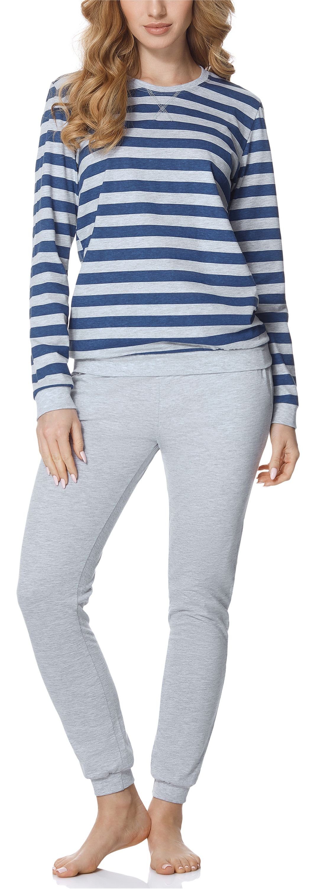 Melange/Jeans Damen MS10-107 Schlafanzug Schlafanzug Style Merry