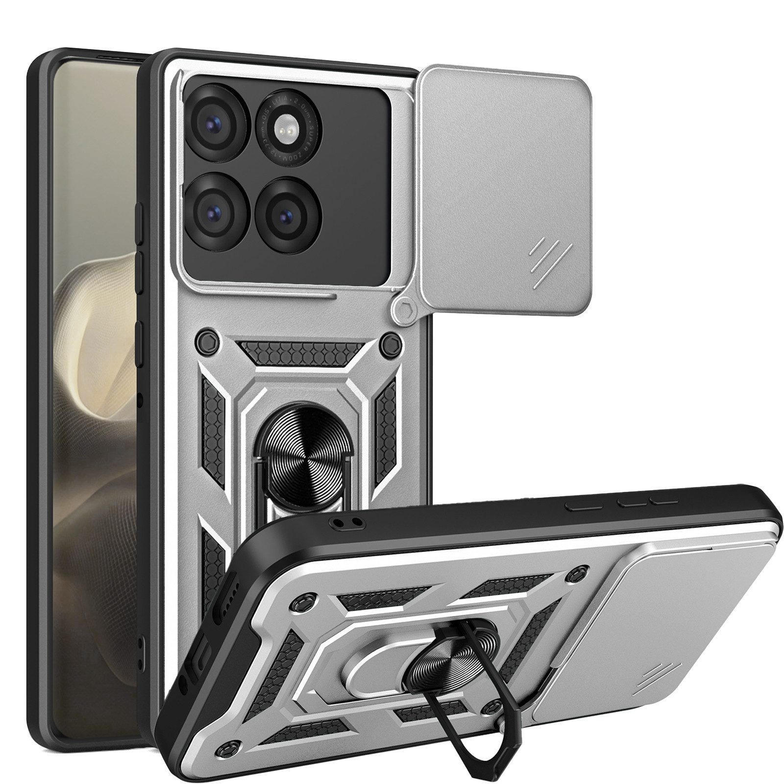 betterfon Handyhülle Panzer Hülle für Motorola Edge 60 Pro - Outdoor Case mit Kameraschutz, Schutzhülle mit Extra Kameraschutz, Kantenschutz, Ringhalter