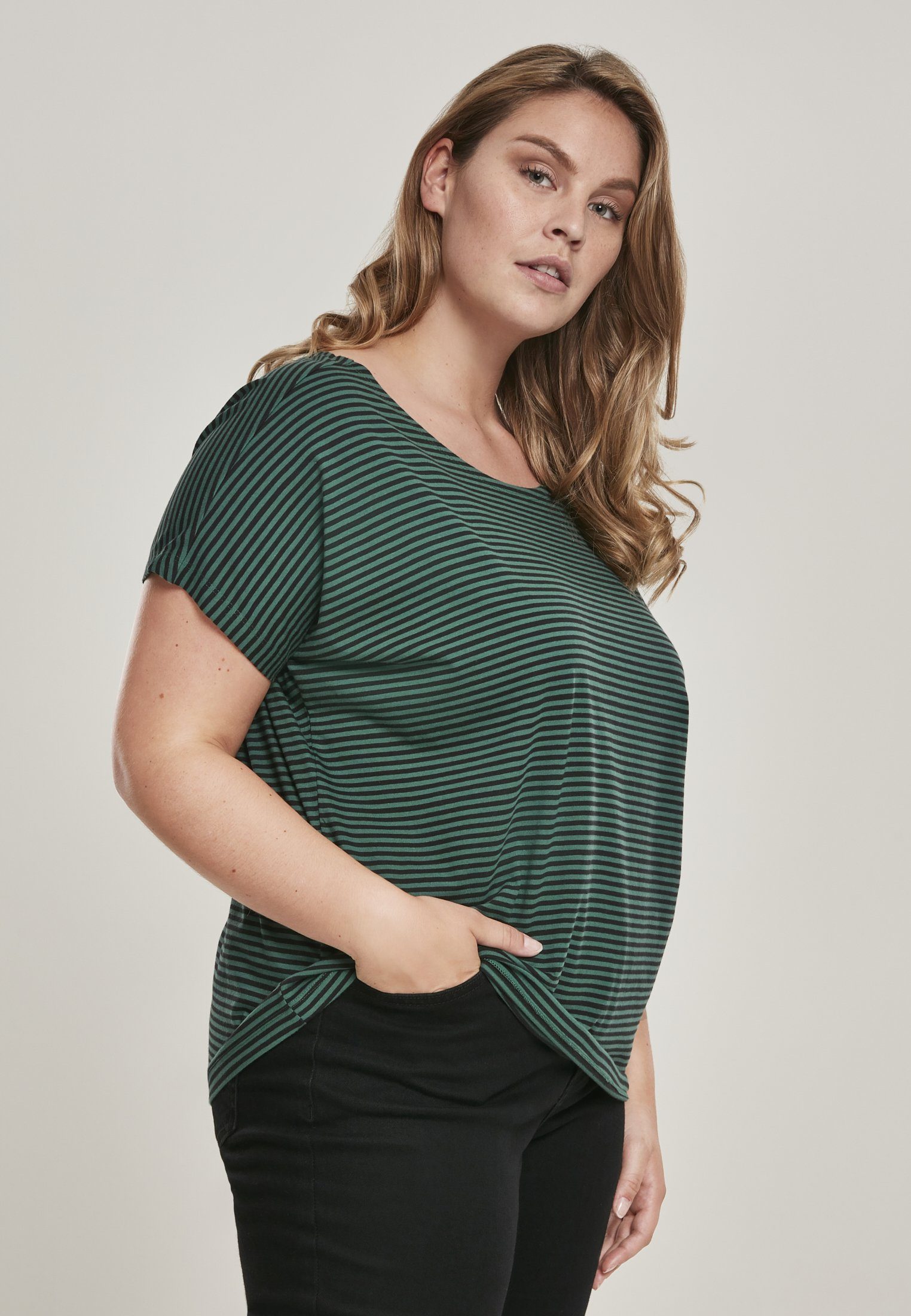 URBAN CLASSICS Kurzarmshirt Damen Ladies Yarn Dyed Baby Stripe Tee (1-tlg) | T-Shirts