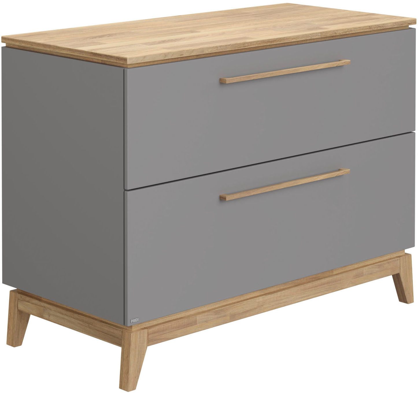 PAIDI Wickelkommode STIENE in Beige oder Grau, 2 Schubladen mit Soft-Close, Vollauszug, Kommode 123 cm Breite, geprüfte Sicherheit, Wickeltisch mit Massivholz