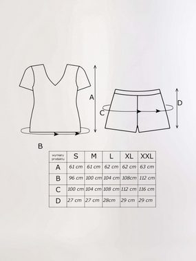 Donna Shorty Schlafanzug kurz T-Shirt floraler Print unifarbene Shorts mit Spitze (Set, 2 tlg., 1 Stück) premium Viskose, Made in Europa