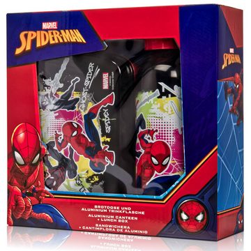 miniHeld Lunchbox Spiderman Lunchset Brotdose Aluminium Trinkflasche für Schule Marvel