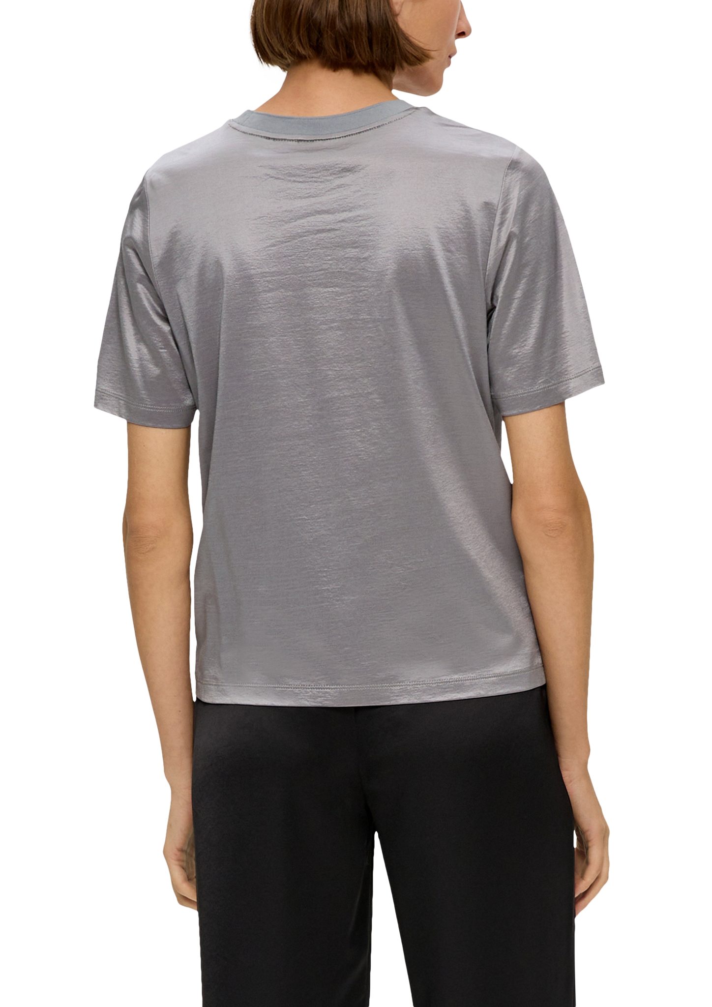 s.Oliver BLACK LABEL Kurzarmshirt aus Viskosemix schimmerndem T-Shirt