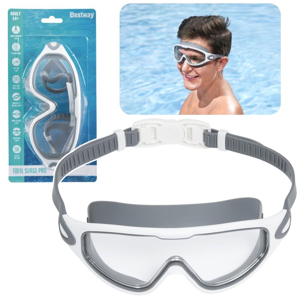 BESTWAY Schwimmbrille Bestway 21194 Verstellbare Schwimmbrille in Weiß und Grau